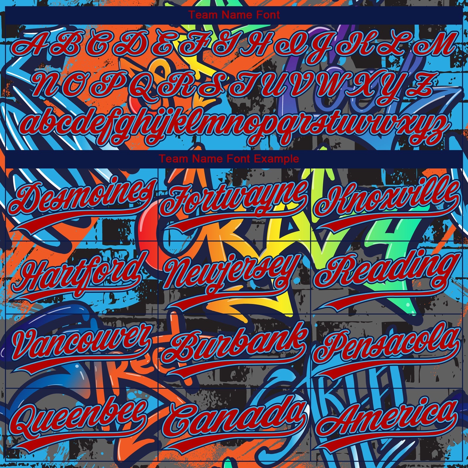 Custom Graffiti Pattern Red Sky Blue-Navy Vibrant Multi-Color Street Style Two-Button Unisex Softball Jersey