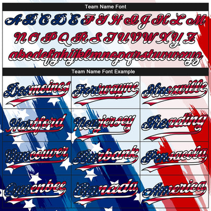Custom White USA Flag Royal Red-Black American Flag Two-Button Unisex Softball Jersey