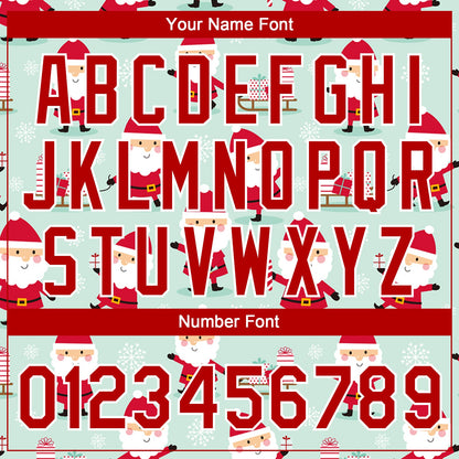 Custom Green Red-White Christmas Santa Claus 3D Pattern Design Two-Button Unisex Softball Jersey