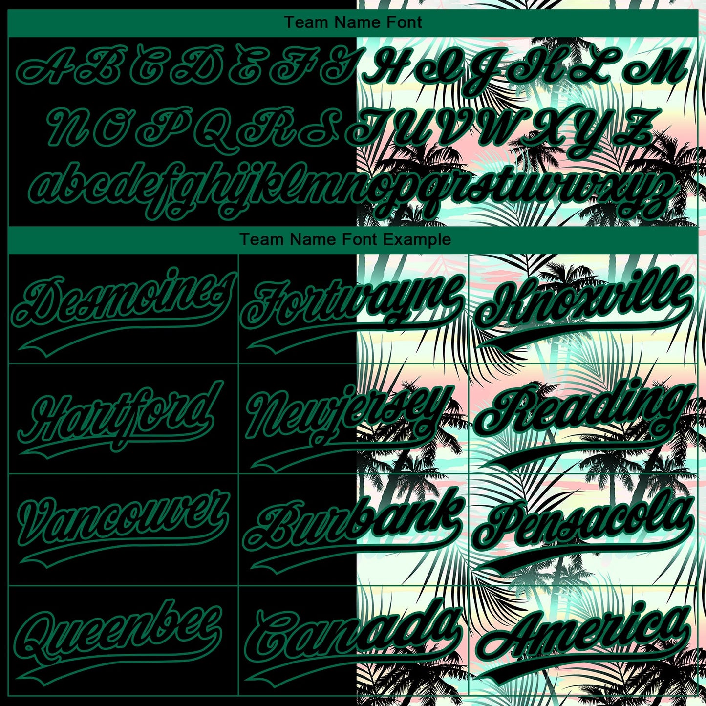 Custom Black Kelly Green Tropical Palm Leaves Two-Button Unisex Softball Jersey