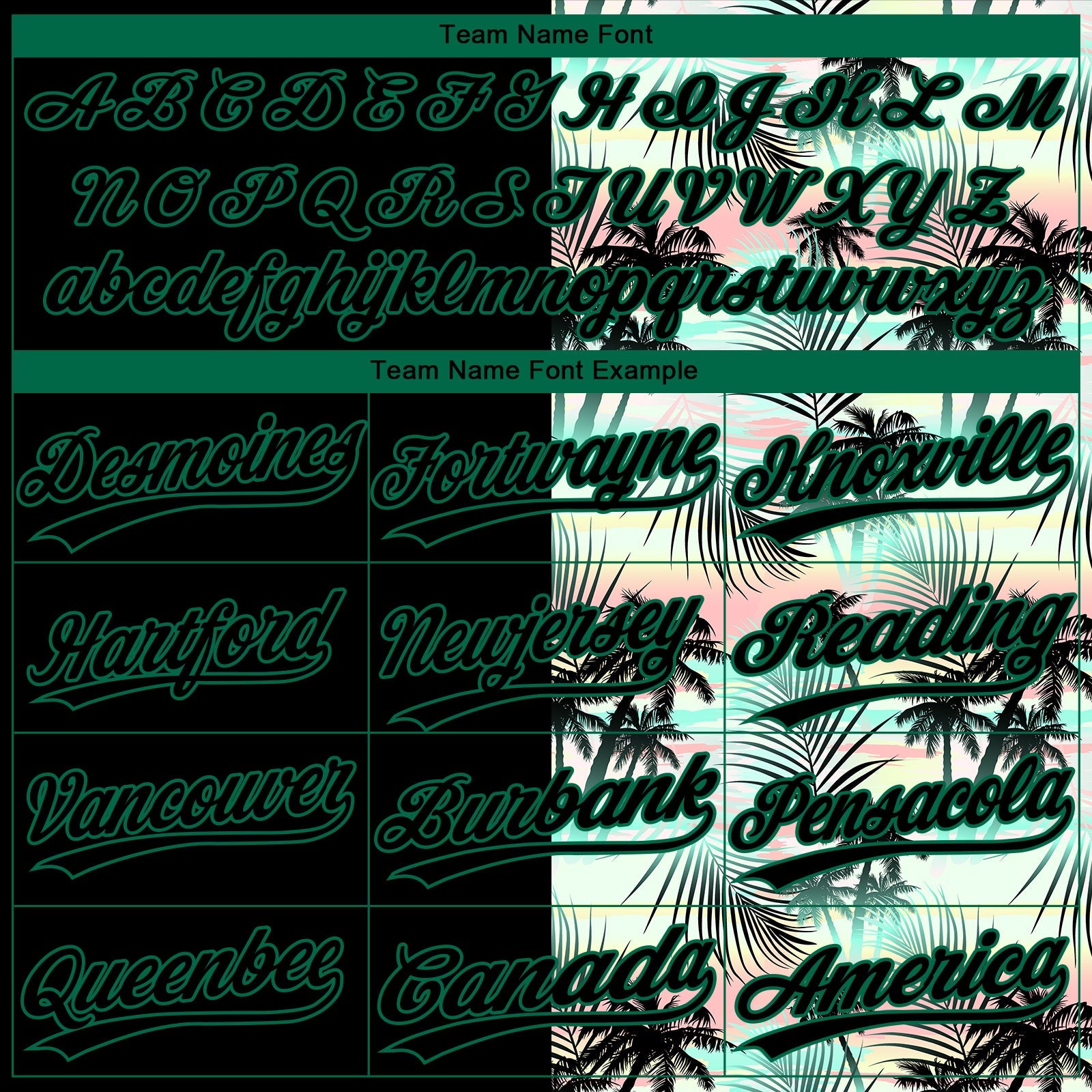 Custom Black Kelly Green Tropical Palm Leaves Two-Button Unisex Softball Jersey