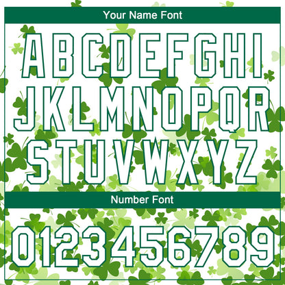 Custom White Kelly Green St.Patrick's Day Shamrock 3D Pattern Design Two-Button Unisex Softball Jersey