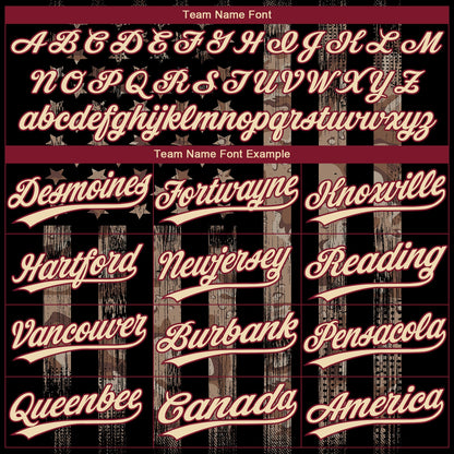 Custom Camo Cream Black-Crimson American Flag Salute To Service Two-Button Unisex Softball Jersey