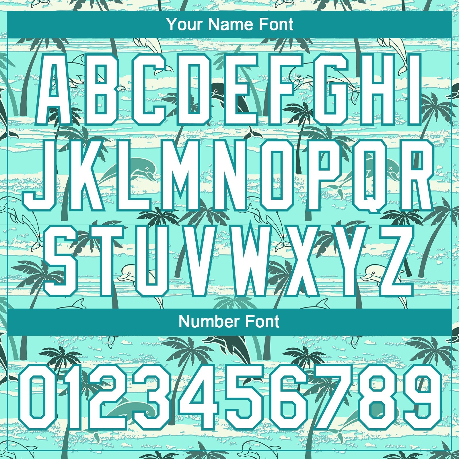 Custom Teal White Hawaii Palm Trees And Dolphin Two-Button Unisex Softball Jersey