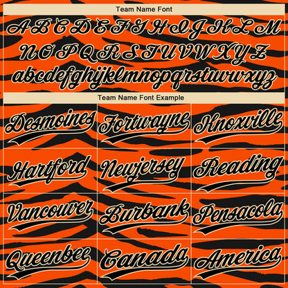 Custom Orange Black-Cream Tiger Print 3D Pattern Design Two-Button Unisex Softball Jersey