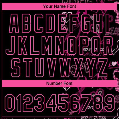 Custom Black Pink Pink Ribbon Breast Cancer Awareness Month Women Health Care Support Two-Button Unisex Softball Jersey