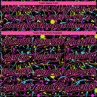 Custom Graffiti Pattern Black-Pink Vibrant Multi-Color Abstract Splatter Two-Button Unisex Softball Jersey