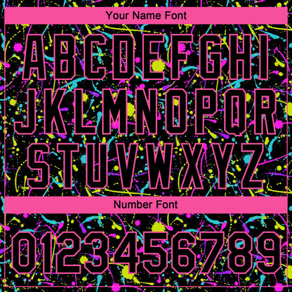 Custom Graffiti Pattern Black-Pink Vibrant Multi-Color Abstract Splatter Two-Button Unisex Softball Jersey