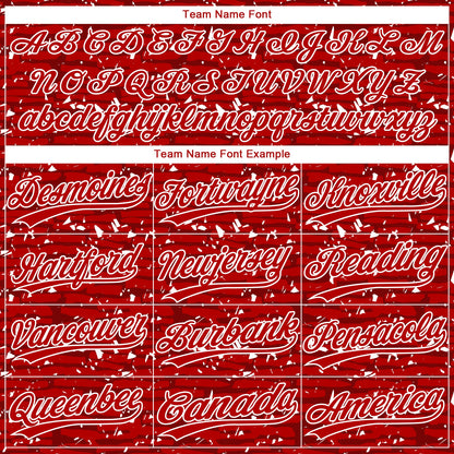 Custom Red-White Raglan Sleeves Distressed Fragment Brush Stroke Two-Button Unisex Softball Jersey
