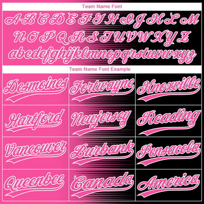 Custom Black Pink-White Gradient Horizontal Stripe Two-Button Unisex Softball Jersey