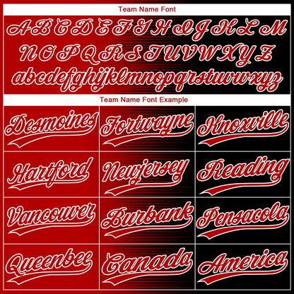Custom Black Red-White Gradient Horizontal Stripe Two-Button Unisex Softball Jersey