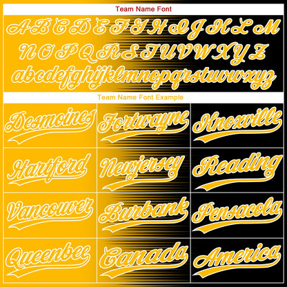 Custom Black Gold-White Gradient Horizontal Stripe Two-Button Unisex Softball Jersey