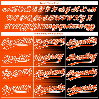 Custom Black Orange-White Gradient Horizontal Stripe Two-Button Unisex Softball Jersey