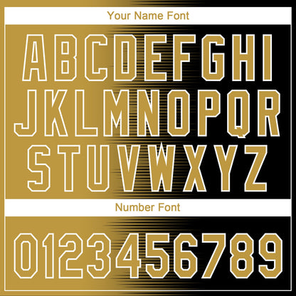 Custom Black Old Gold-White Gradient Horizontal Stripe Two-Button Unisex Softball Jersey