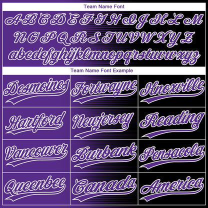 Custom Black Purple-White Gradient Horizontal Stripe Two-Button Unisex Softball Jersey