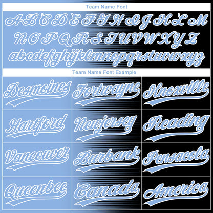Custom Black Light Blue-White Gradient Horizontal Stripe Two-Button Unisex Softball Jersey