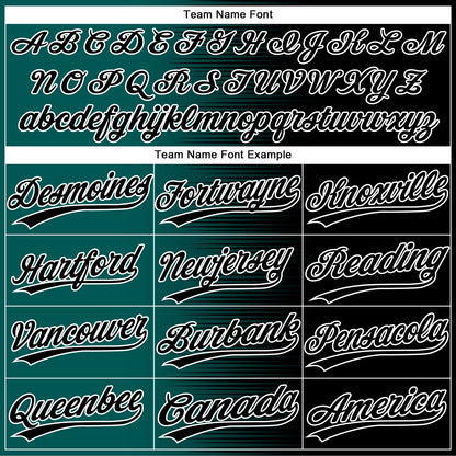 Custom Black Midnight Green-White Gradient Horizontal Stripe Two-Button Unisex Softball Jersey