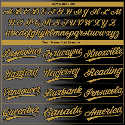Custom Black Old Gold-Gray Gradient Horizontal Stripe Two-Button Unisex Softball Jersey