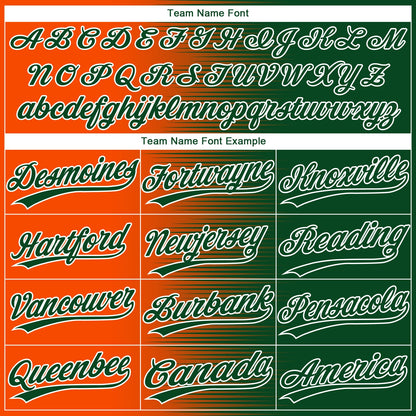 Custom Green Orange-White Gradient Horizontal Stripe Two-Button Unisex Softball Jersey