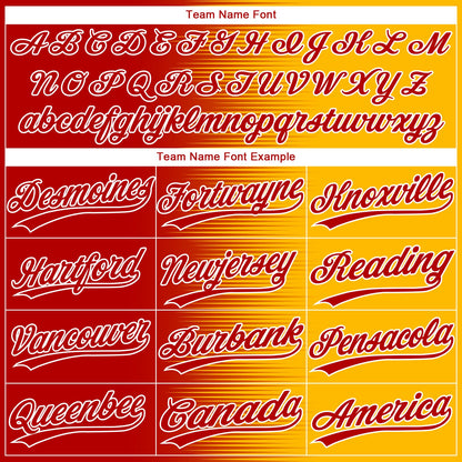 Custom Gold Red-White Gradient Horizontal Stripe Two-Button Unisex Softball Jersey