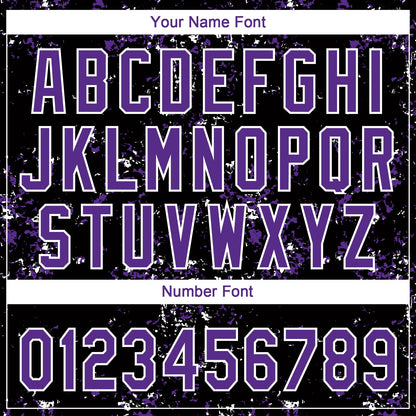 Custom Black Purple-White Abstract Shattered Paint Splatter Two-Button Unisex Softball Jersey