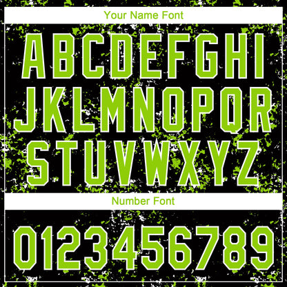 Custom Black Neon Green-White Abstract Shattered Paint Splatter Two-Button Unisex Softball Jersey