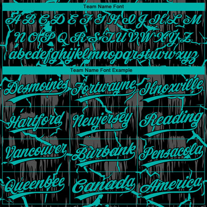 Custom Black Aqua-Gray Raglan Sleeves Neon Lightning Crackle Two-Button Unisex Softball Jersey