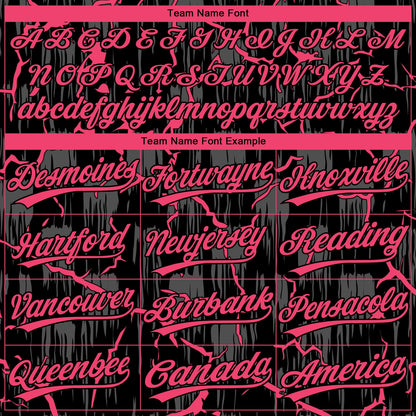 Custom Black Neon Pink-Gray Raglan Sleeves Neon Lightning Crackle Two-Button Unisex Softball Jersey