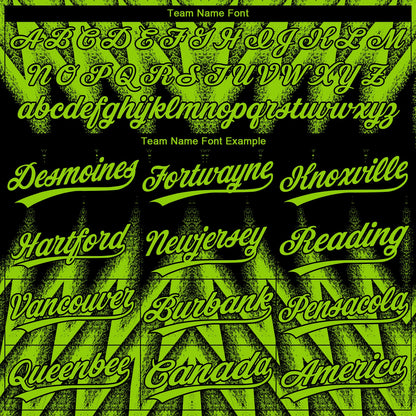 Custom Black-Neon Green Raglan Sleeves Abstract Geometric Chevron Zigzag Two-Button Unisex Softball Jersey