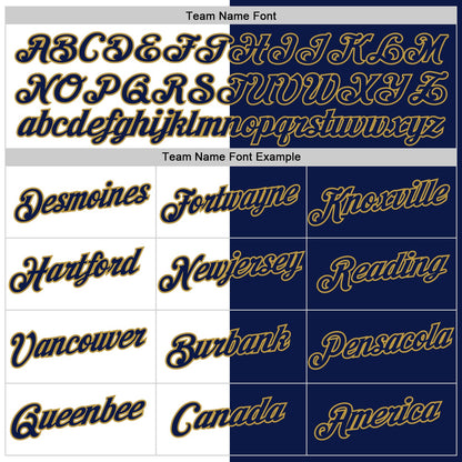 Custom Navy White-Old Gold Split Fashion Performance T-Shirt