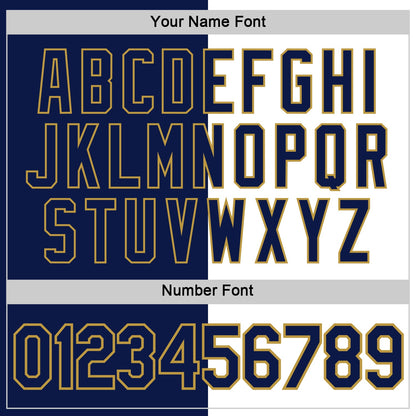 Custom Navy White-Old Gold Split Fashion Performance T-Shirt