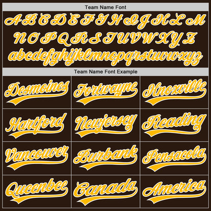 Custom Brown Gold-White Pinstripe Split Ripped Pattern Baseball Pullover Sweatshirt Hoodie