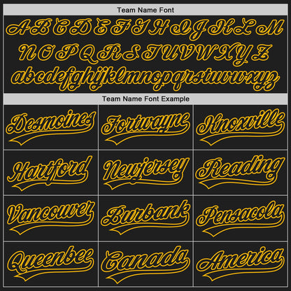Custom Black Gold Split Ripped Pattern Baseball Pullover Sweatshirt Hoodie