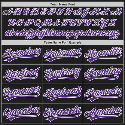Custom Black Purple-White Split Ripped Pattern Baseball Pullover Sweatshirt Hoodie