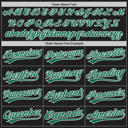 Custom Black Kelly Green-White Split Ripped Pattern Baseball Pullover Sweatshirt Hoodie