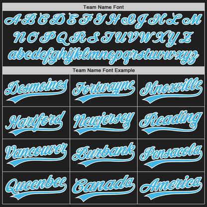 Custom Black Sky Blue-White Split Ripped Pattern Baseball Pullover Sweatshirt Hoodie
