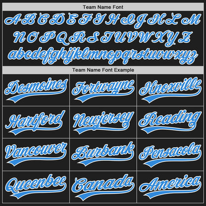 Custom Black Powder Blue-White Split Ripped Pattern Baseball Pullover Sweatshirt Hoodie