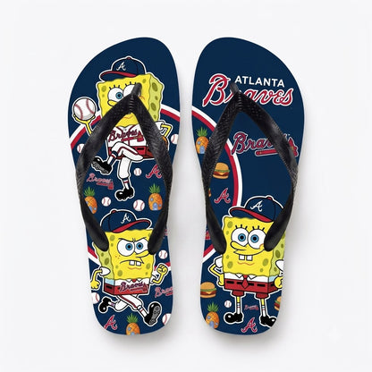 Cartoon Yellow Sponge Baseball Flip Flops, Sport Fan Sandals | 30 Teams Available