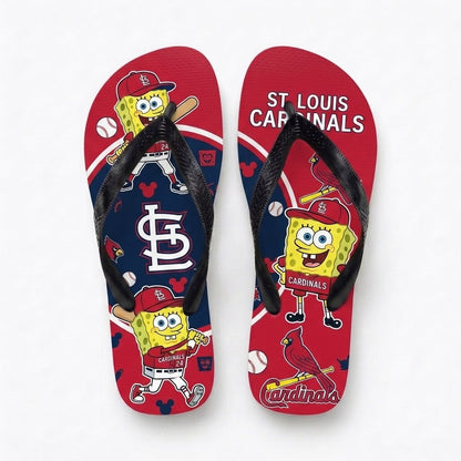 Cartoon Yellow Sponge Baseball Flip Flops, Sport Fan Sandals | 30 Teams Available