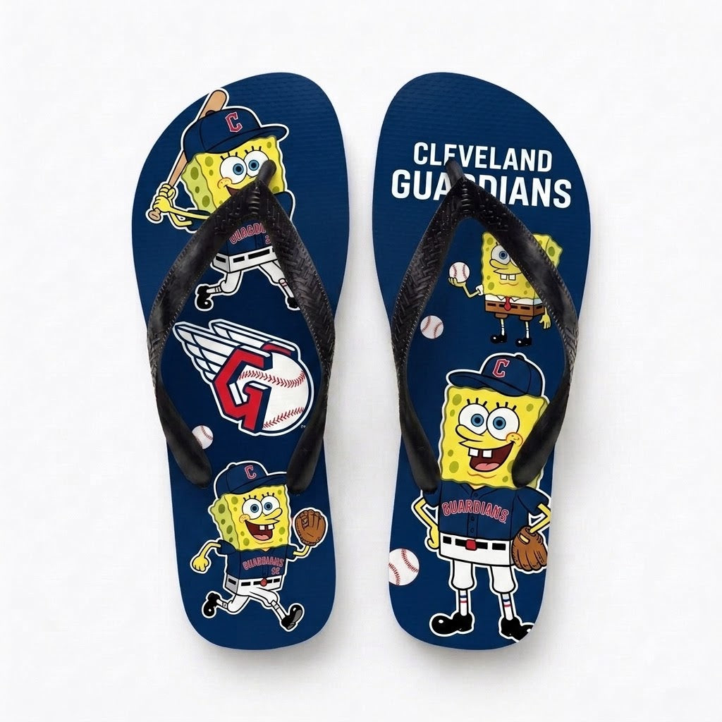 Cartoon Yellow Sponge Baseball Flip Flops, Sport Fan Sandals | 30 Teams Available