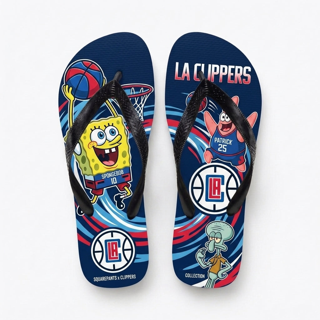 Funny Sponge Basketball Flip Flops, Sport Fan Beach Sandals | 30 Teams Available