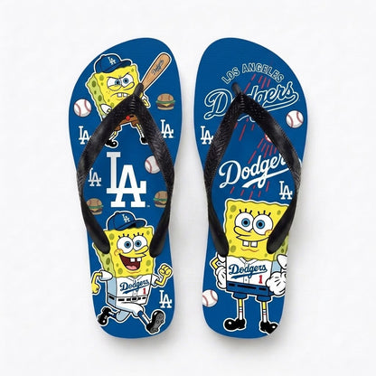 Cartoon Yellow Sponge Baseball Flip Flops, Sport Fan Sandals | 30 Teams Available