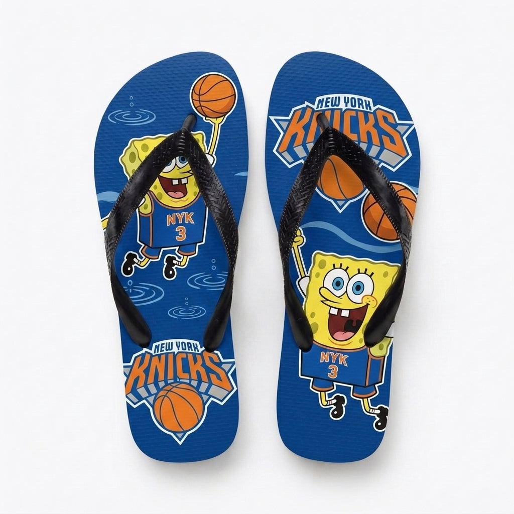 Funny Sponge Basketball Flip Flops, Sport Fan Beach Sandals | 30 Teams Available
