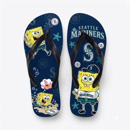 Cartoon Yellow Sponge Baseball Flip Flops, Sport Fan Sandals | 30 Teams Available