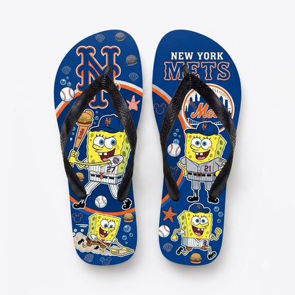 Cartoon Yellow Sponge Baseball Flip Flops, Sport Fan Sandals | 30 Teams Available