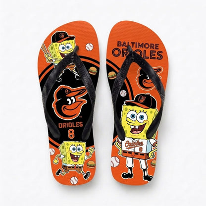 Cartoon Yellow Sponge Baseball Flip Flops, Sport Fan Sandals | 30 Teams Available