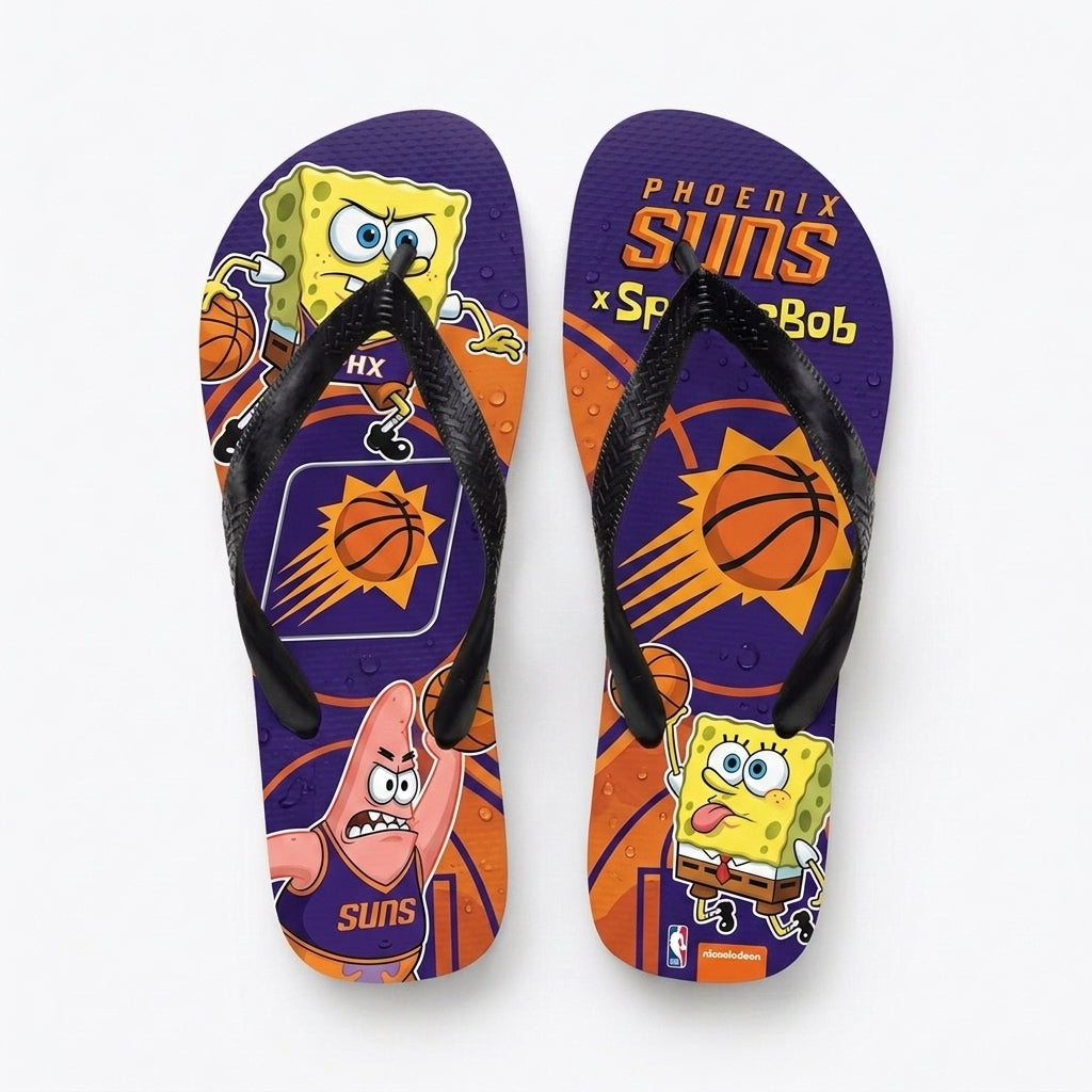 Funny Sponge Basketball Flip Flops, Sport Fan Beach Sandals | 30 Teams Available