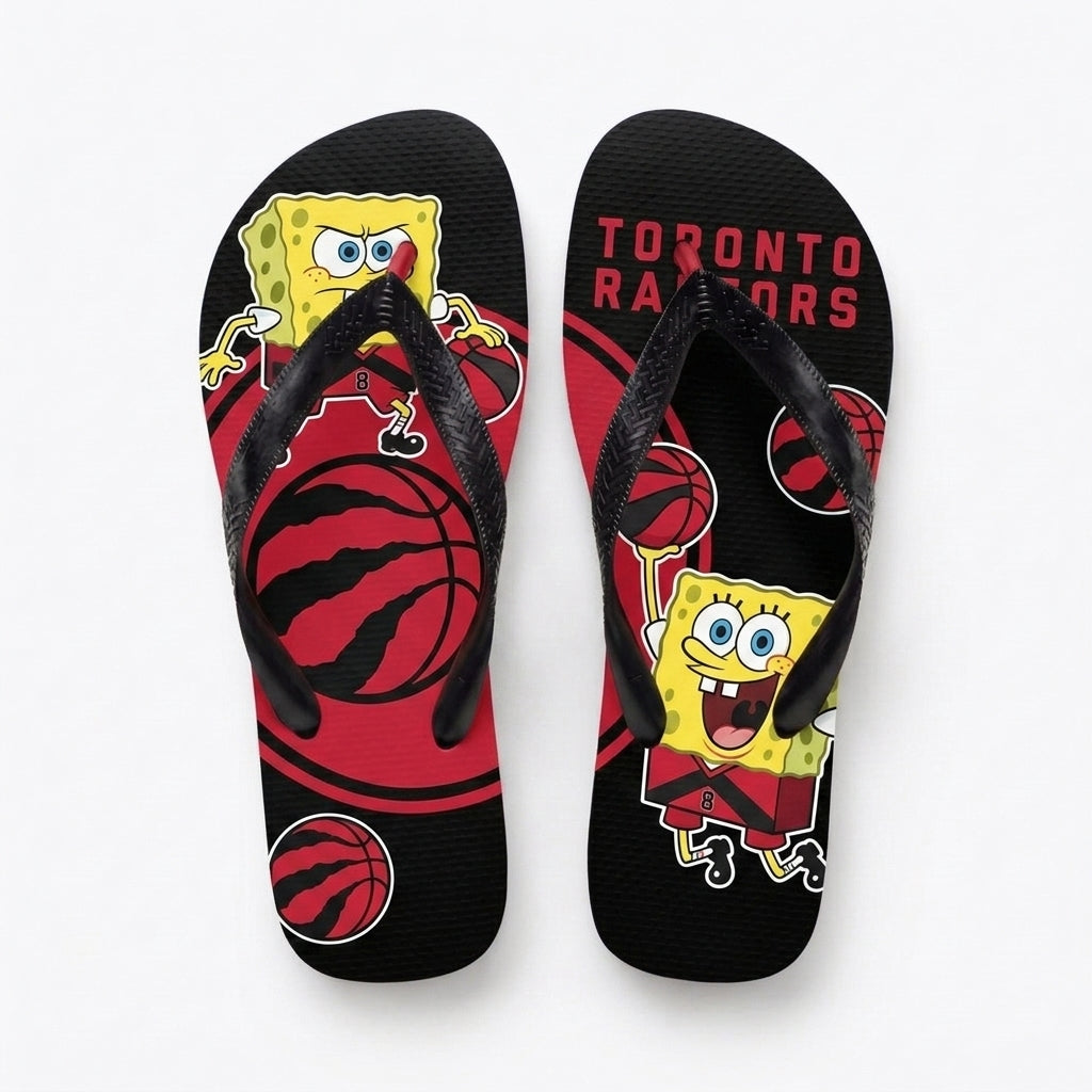 Funny Sponge Basketball Flip Flops, Sport Fan Beach Sandals | 30 Teams Available