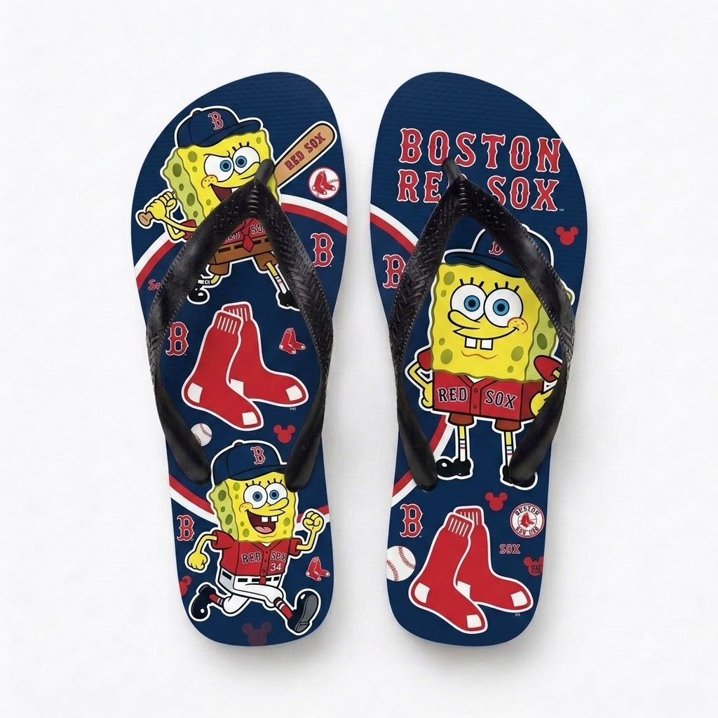 Cartoon Yellow Sponge Baseball Flip Flops, Sport Fan Sandals | 30 Teams Available