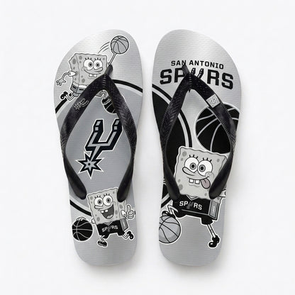 Funny Sponge Basketball Flip Flops, Sport Fan Beach Sandals | 30 Teams Available